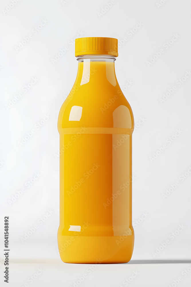 Glass bottle of fresh healthy orange juice mock up isolated on white background Glass bottle of fresh healthy orange juice mock up isolated on white background