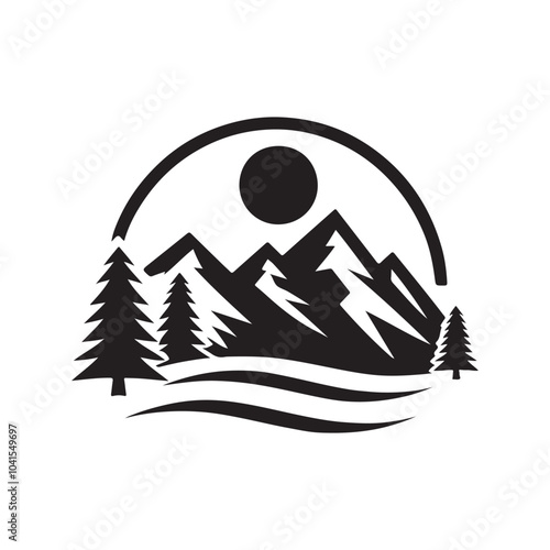 Crisp Winter Mountain Silhouette Vectors for T-shirt, Mug, and Poster Designs