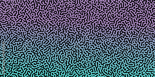 Abstract Reaction-diffusion Turing pattern natural texture blue and purple gradient color scheme. Linear design with biological algorithm psychedelic background. Reaction-diffusion or truing patter