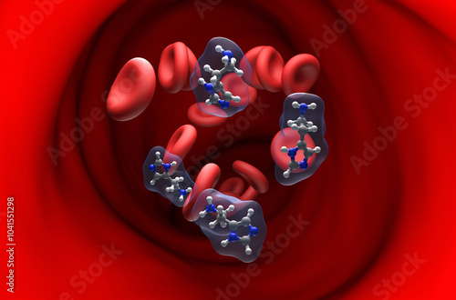 Histamine compound - section view 3d illustration photo