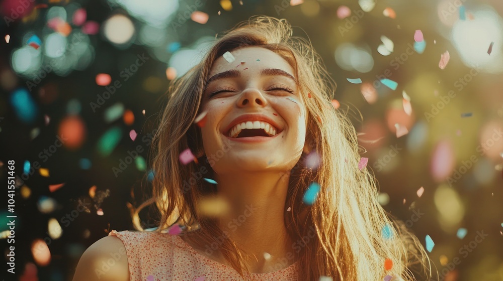 Woman Celebrating With Confetti Woman Celebrating With Confetti