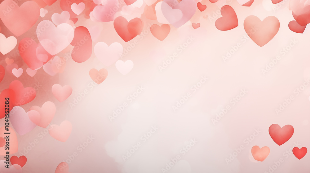 Valentine's Day card, background with watercolor hearts, copyspace. Valentine's Day card, background with watercolor hearts, copyspace.