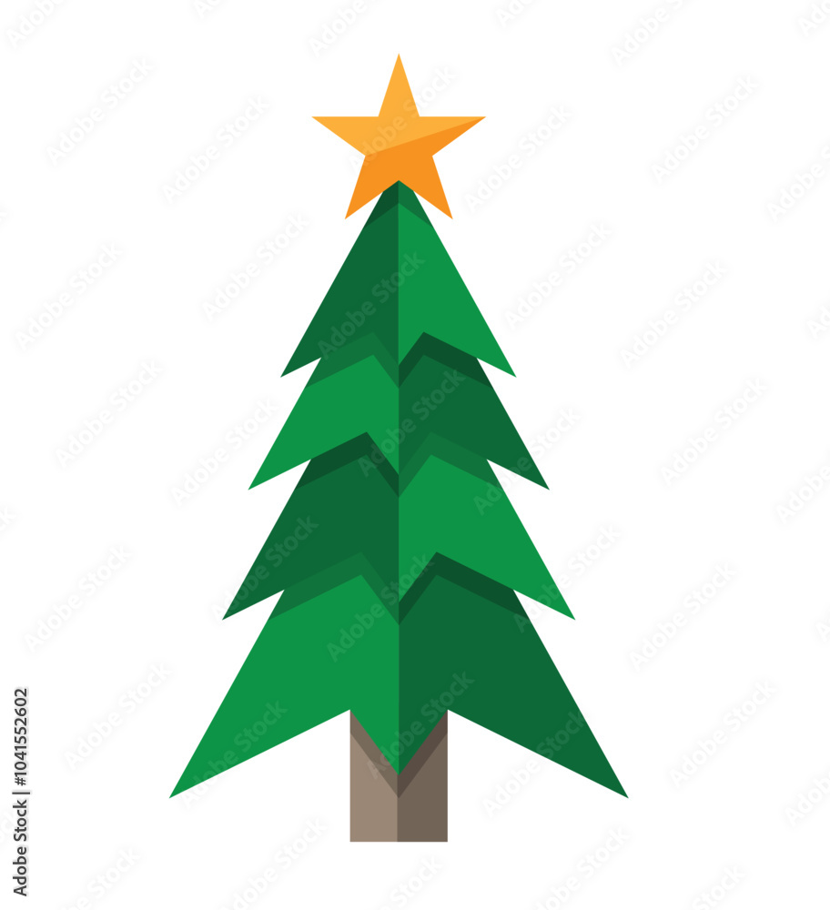 Obraz premium Paper Made Christmas Tree Isolated on White. International seasonal winter holiday prop vector art