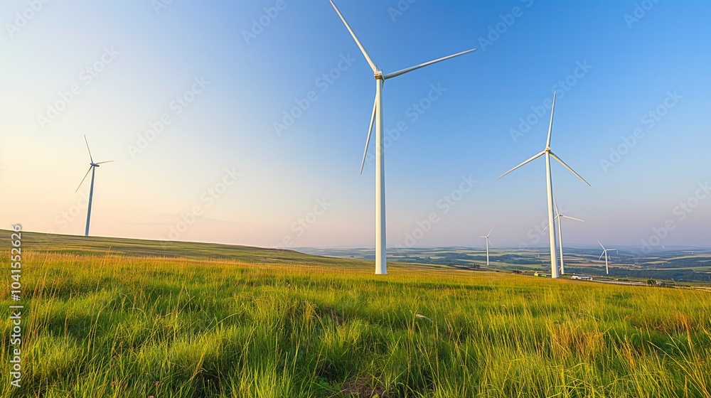 Wind Turbines in Green Field