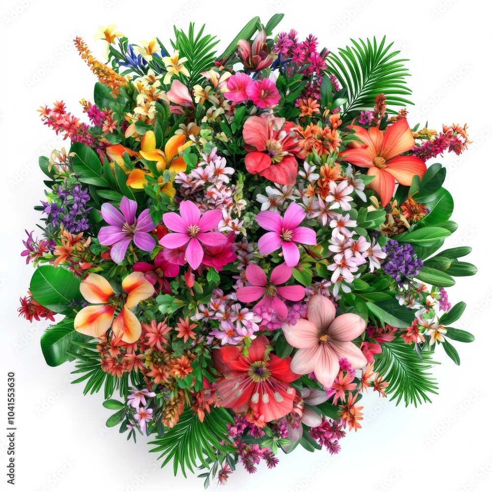 A big bouquet of different kind of big flowers, plants, mixed together A big bouquet of different kind of big flowers, plants, mixed together