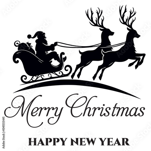 Merry Christmas reindeer santa claus happy new year