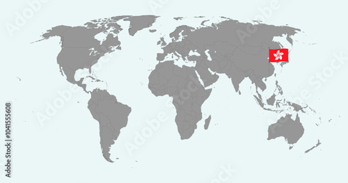 Pin map with Hong Kong flag on world map. Vector illustration.