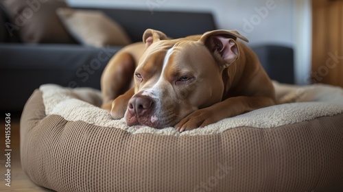 American Pitbull Terrier Relaxing at Home