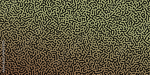 Abstract Reaction-diffusion Turing pattern natural texture golden gradient color scheme. Linear design with biological algorithm psychedelic background. Reaction-diffusion or truing patter