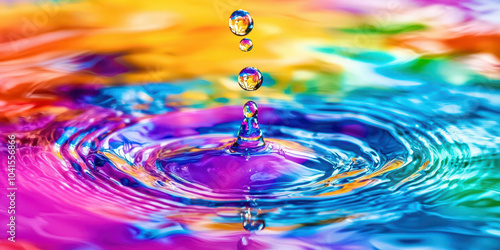 Wallpaper Mural A drop of water falls into a colorful pool of water Torontodigital.ca