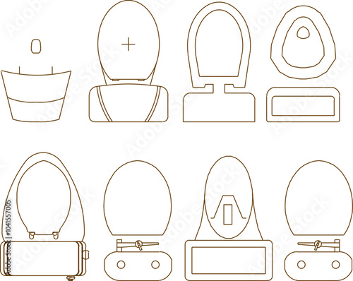 illustration design sketch completeness vector image collection of modern minimalist bathroom toilets