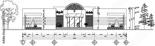 illustration design sketch vector image of modern house building design with scale size details