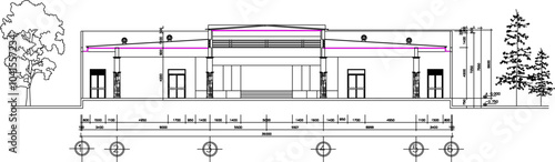 illustration design sketch vector image of modern house building design with scale size details