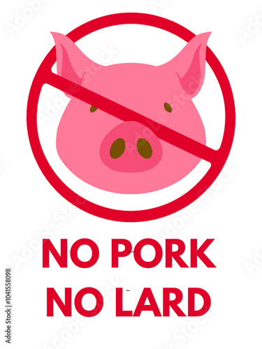 No Pork No Lard sign vector illustration