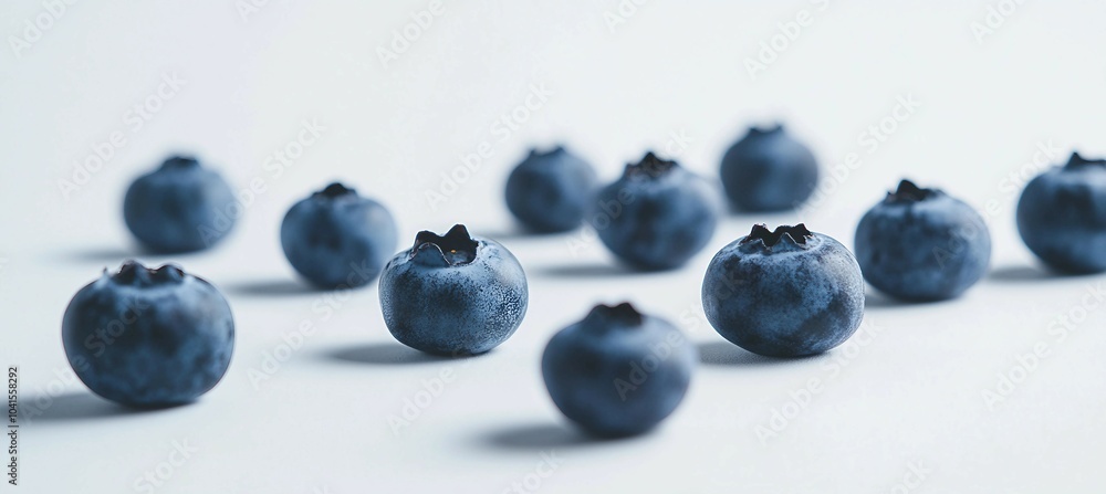 Closeup of Fresh Blueberries on White Background Closeup of Fresh Blueberries on White Background