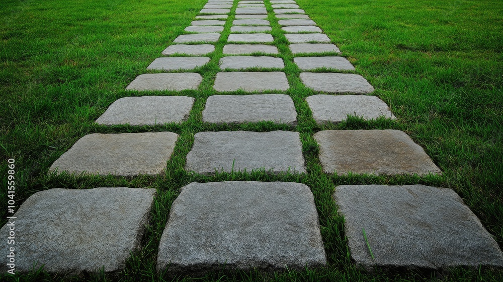 A beautifully formed cobblestone pathway curves gracefully through a vibrant garden by a contemporary home surrounded by lush greenery. A beautifully formed cobblestone pathway curves gracefully through a vibrant garden by a contemporary home surrounded by lush greenery.