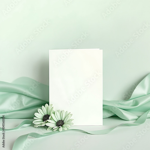 Elegant Holiday Invitation Mockup with Soft Florals - Festive Stationery, Christmas Card Design, Holiday Event Invitation