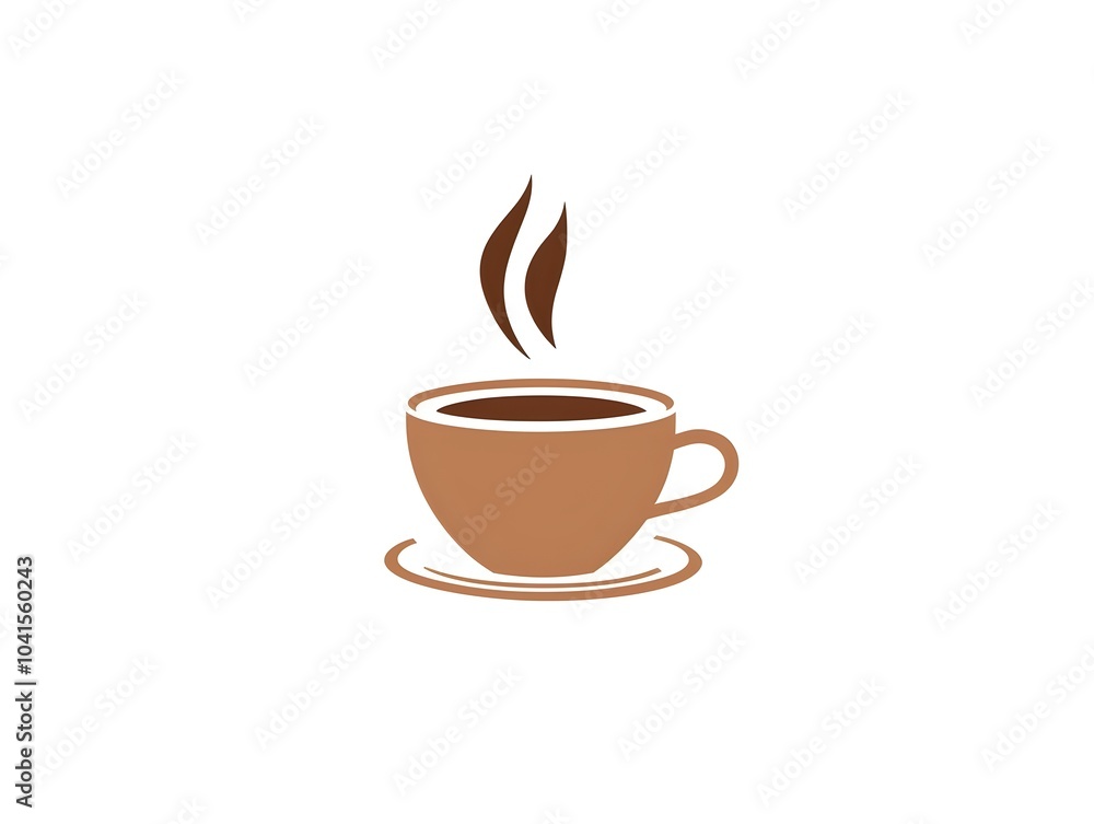 Obraz premium Bold Icon of a Steaming Coffee Cup on a White Background Representing a Fresh Morning Brew