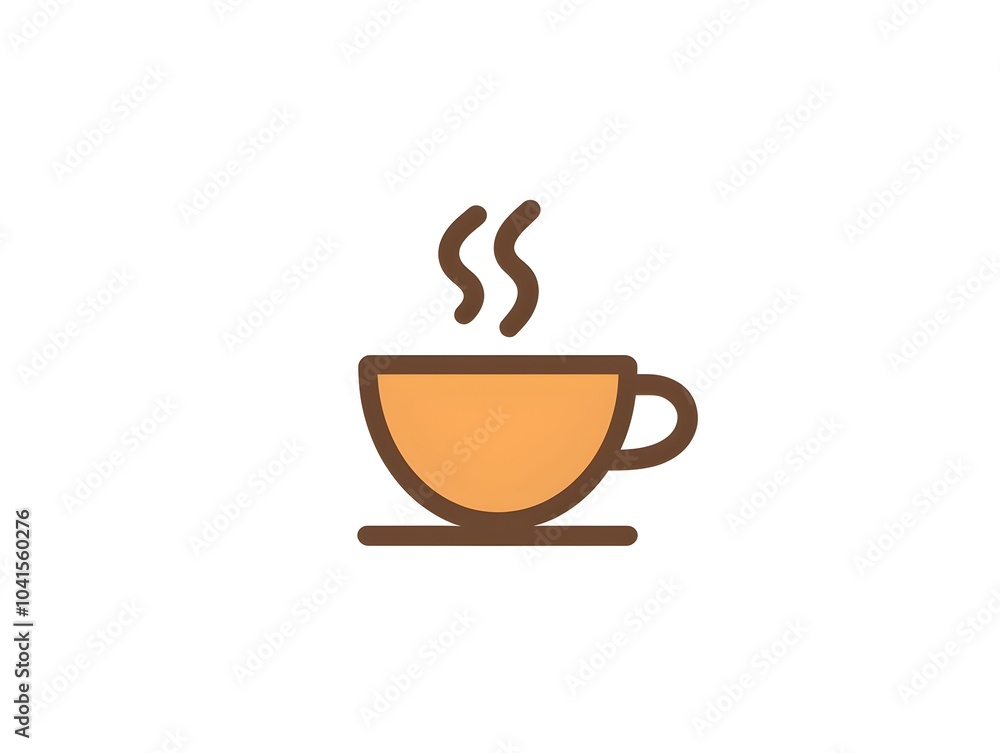 Obraz premium Simple Bold Icon of a Coffee Cup with Steam Isolated on White Background