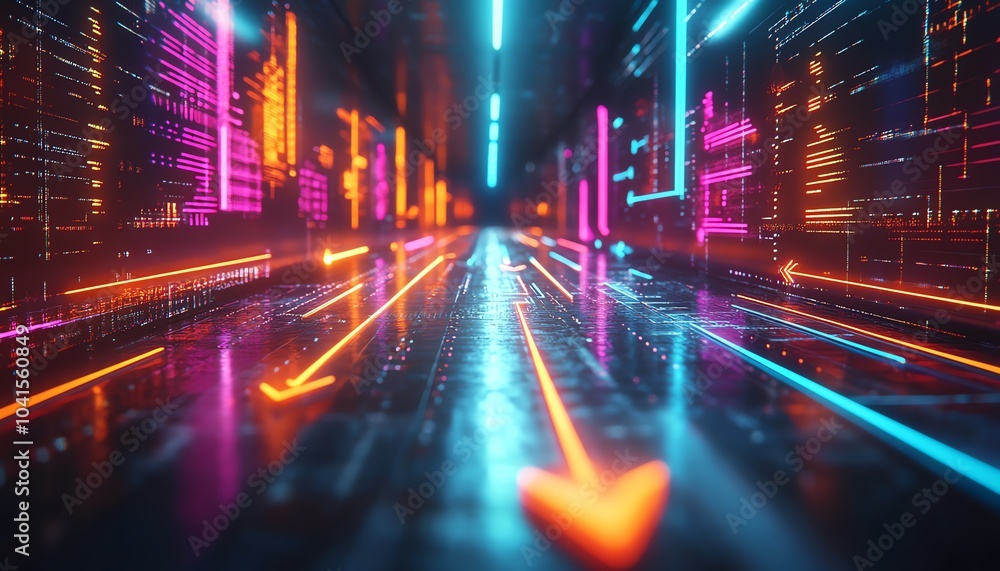 Arrows and symbols depicting business goals for 2025 in a conceptual design, 3D rendering, vibrant colors, modern aesthetics, dynamic elements Arrows and symbols depicting business goals for 2025 in a conceptual design, 3D rendering, vibrant colors, modern aesthetics, dynamic elements