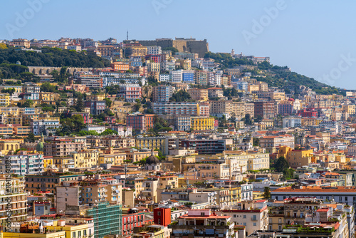 Cityscape of Naples, Italy. Castle Sant Elmo on the top.