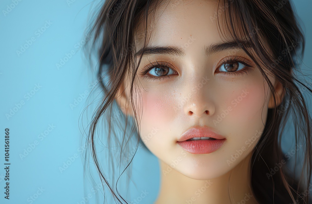 A beautiful Japanese woman with long hair and beautiful eyes A beautiful Japanese woman with long hair and beautiful eyes
