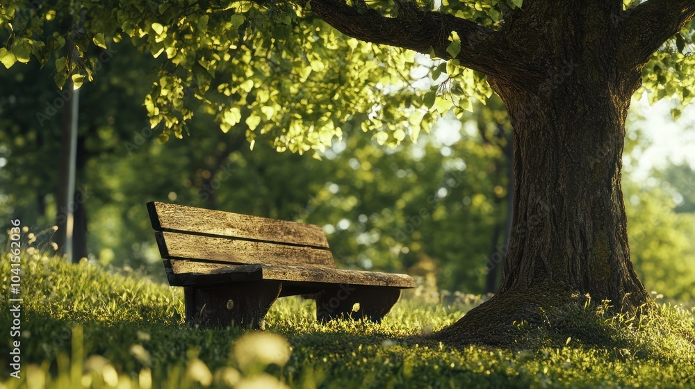 Naklejka premium Bench Under a Tree