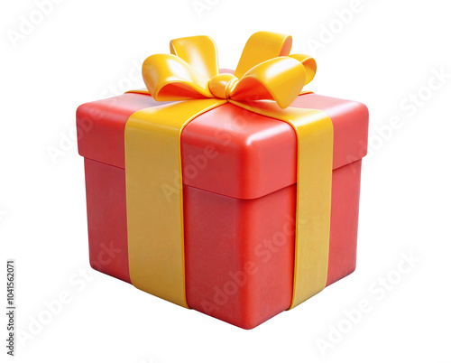 3d cartoon icon gift box isolated over transparent background, PNG cut-out