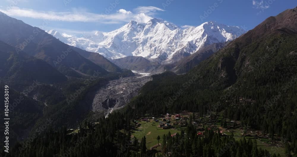Nanga Parbat, Cinematic Establishing Drone Shot. 9th Tallest Mountain in World! Fairy Meadows, Pakistan. Rakhiot Glacier. Lush Green Forest Nanga Parbat, Cinematic Establishing Drone Shot. 9th Tallest Mountain in World! Fairy Meadows, Pakistan. Rakhiot Glacier. Lush Green Forest