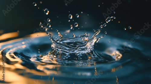 Macro shot of a water drop creating a splash