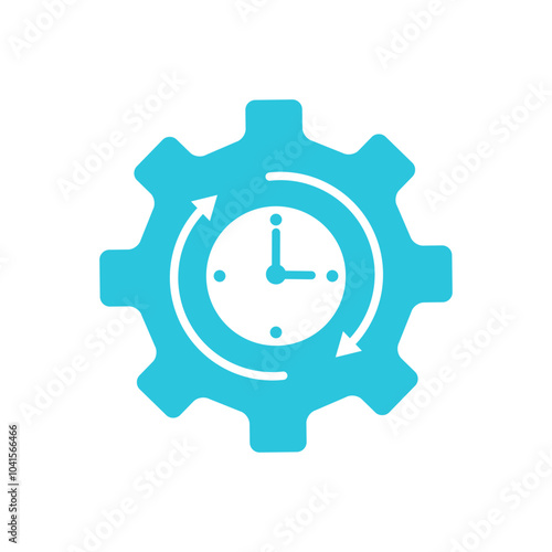 Clock and Machinery Icon. Isolated on white background. From blue icon set.