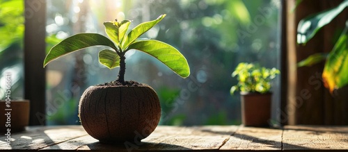 Cocomut Bonsai Small Beatiful Houseplant For Indoor Interior photo