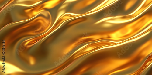 Abstract gold wave background with a luminous, metallic sheen. Golden waves of luxury abstract golden flow 