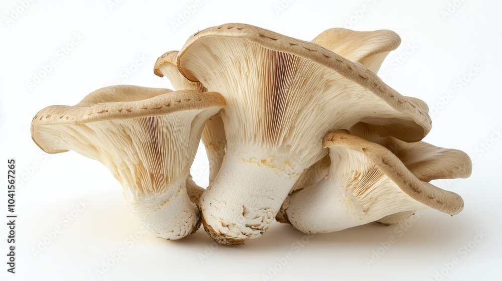 King Oyster mushroom Eringi displayed against a white background King Oyster mushroom Eringi displayed against a white background