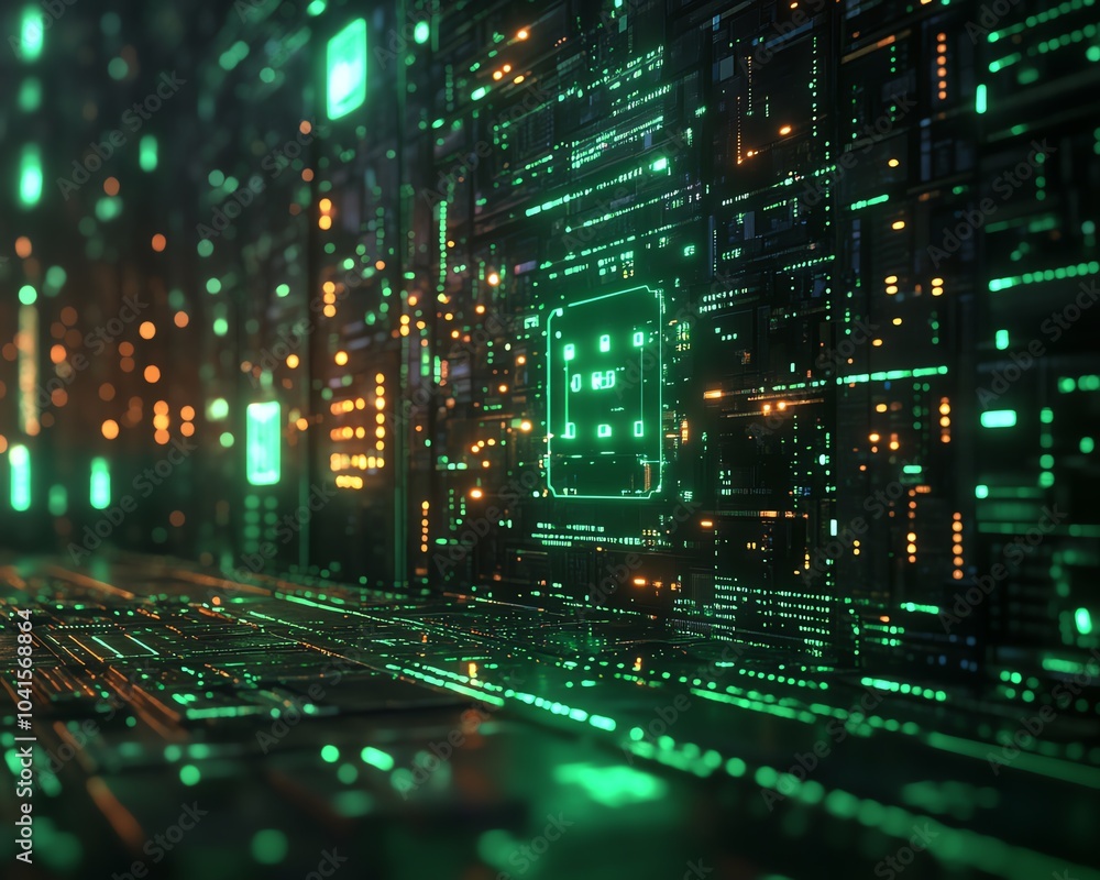 3D visualization of AI text on a green digital code backdrop, modern aesthetics, hightech design, engaging and vibrant composition 3D visualization of AI text on a green digital code backdrop, modern aesthetics, hightech design, engaging and vibrant composition