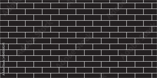 Abstract bathroom wall and floor brick wall texture background. black brick vector illustration texture of the wall with masonry Bricks laid in rows background.	
