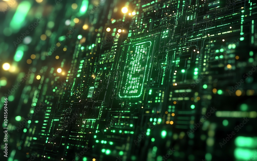 AI text displayed against a green digital code background, 3D rendering, modern design, futuristic aesthetics, techinspired visuals AI text displayed against a green digital code background, 3D rendering, modern design, futuristic aesthetics, techinspired visuals