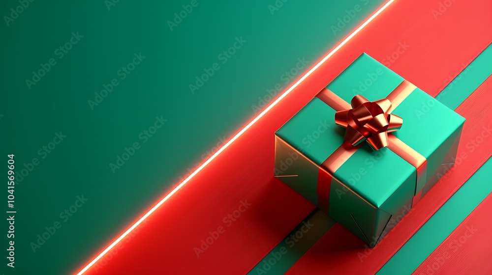 3D Festive Gift Box with Colorful Background and Glow 3D Festive Gift Box with Colorful Background and Glow