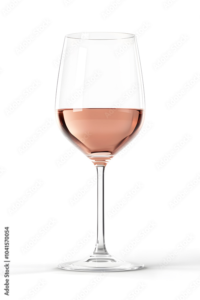 Rose Champagne in a Flute Glass isolated on White Background Rose Champagne in a Flute Glass isolated on White Background