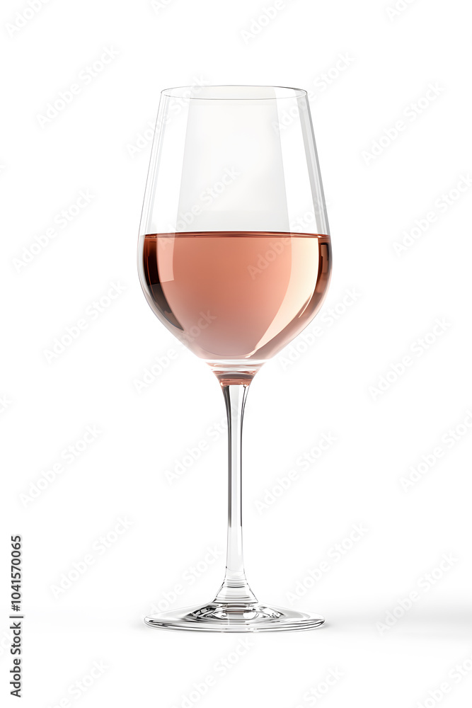 Rose Champagne in a Flute Glass isolated on White Background Rose Champagne in a Flute Glass isolated on White Background