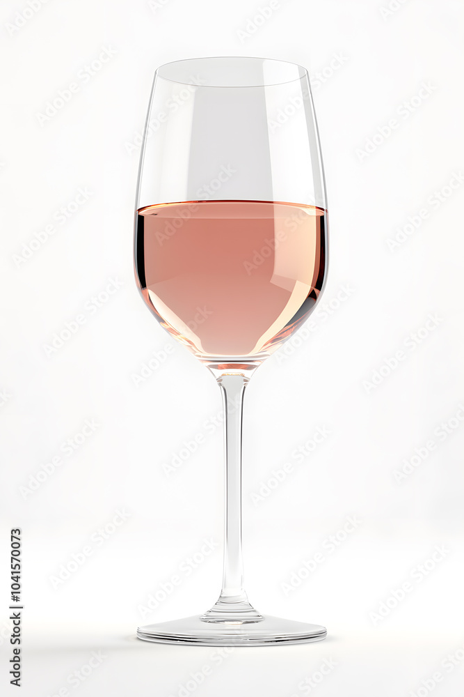 Rose Champagne in a Flute Glass isolated on White Background Rose Champagne in a Flute Glass isolated on White Background