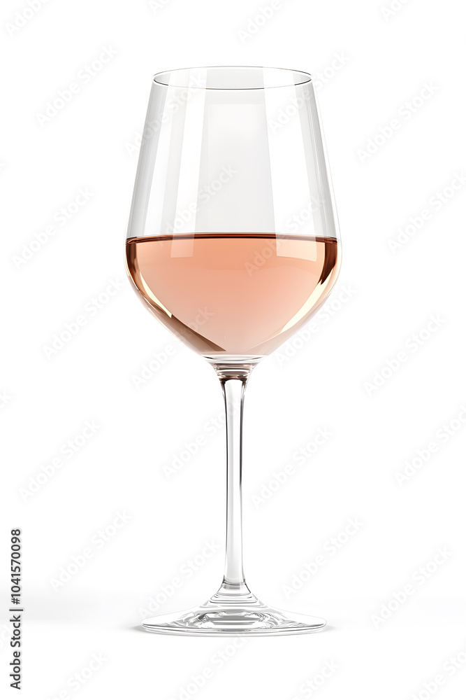 Rose Champagne in a Flute Glass isolated on White Background Rose Champagne in a Flute Glass isolated on White Background