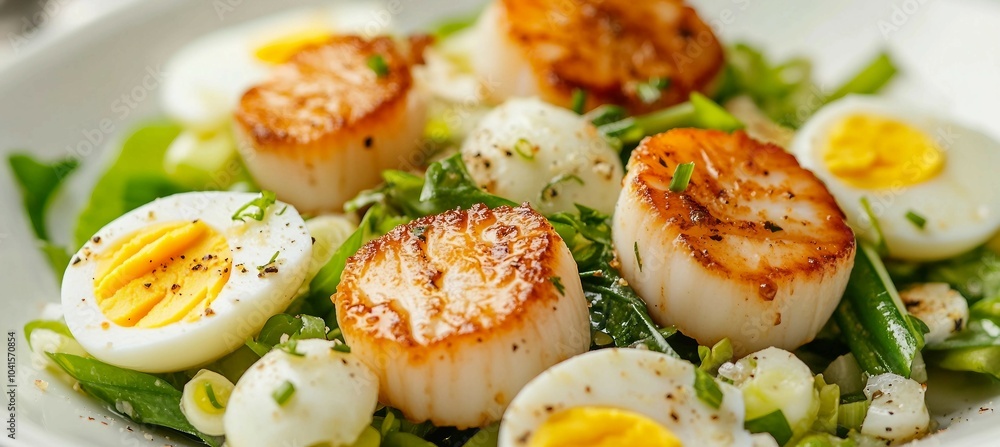 Seared Scallops with Egg and Green Bean Salad Seared Scallops with Egg and Green Bean Salad