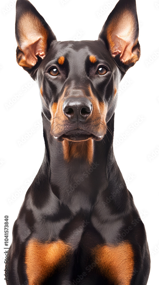 Doberman sitting, isolated on white background Doberman sitting, isolated on white background