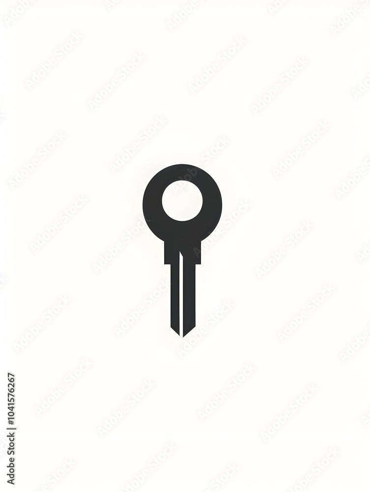 Minimalist Icon of a Key Representing Security and Access on White Background Minimalist Icon of a Key Representing Security and Access on White Background
