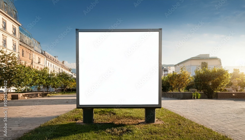 Fototapeta premium Empty square white billboard