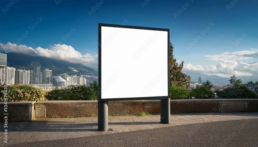 Fototapeta premium Empty square white billboard