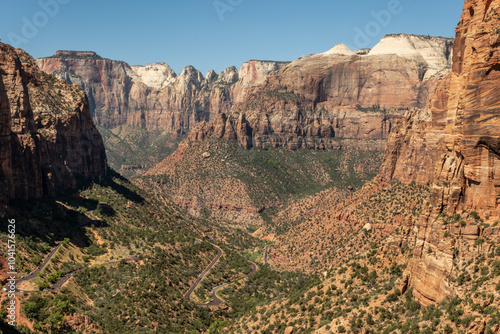 Fantastic views and superb scenery in The Zion Canyon Overlook, Zion National Park, Utah.