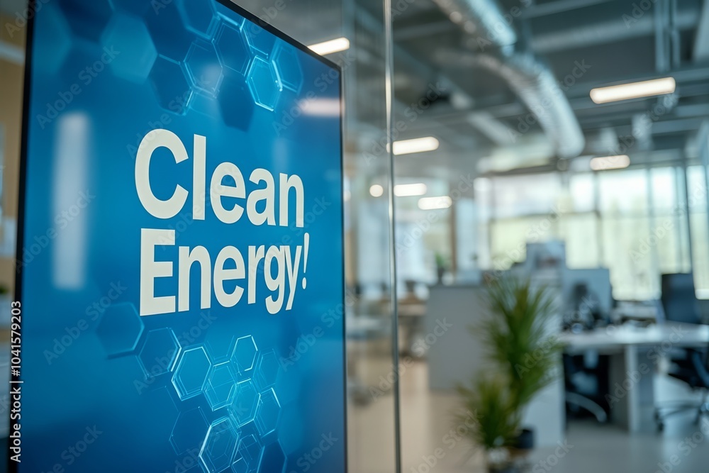 Clean Energy Sign in Modern Office Clean Energy Sign in Modern Office