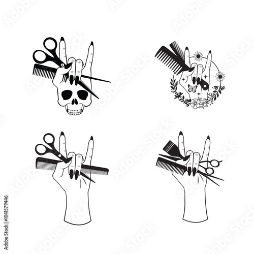 Hair Hustler Clippers Clipart Design - Hair hustler Vector illustration in black and white